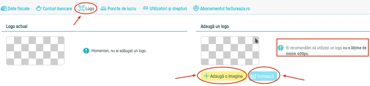 Cum adaug logo-ul/sigla firmei pe facturi? - pasul 2